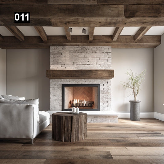 Beautiful Simple Reclaimed Wood Beam Mantel #011