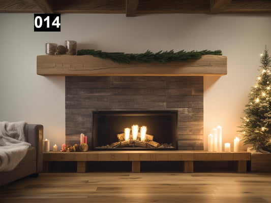 Beautiful Simple Reclaimed Wood Beam Mantel #014