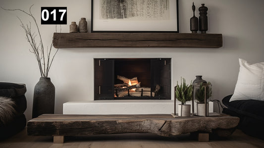 Beautiful Simple Reclaimed Wood Beam Mantel #017