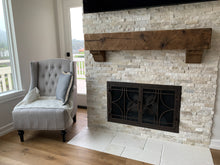 Load image into Gallery viewer, 6&quot; x 8&quot; Mantel made from Reclaimed distressed wood beam fireplace mantel shelf with corbels &quot;REAL BEAM&quot;
