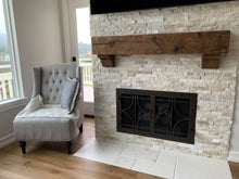 Load image into Gallery viewer, 6&quot; x 6&quot; Mantel made from Reclaimed wood beam fireplace mantel shelf with corbels &quot;REAL BEAM&quot;