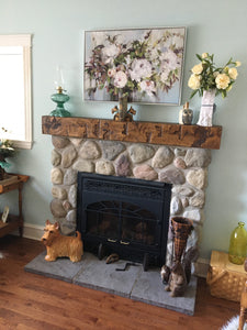 7" x 7" Mantel made from Reclaimed wood beam mantel shelf "REAL BEAM"