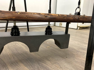 Rustic Industrial wood beam chandelier with iron accents