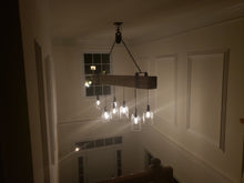 Load image into Gallery viewer, Rustic Chic Beam chandelier with glass domes