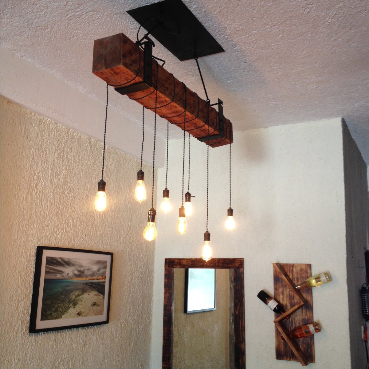 3 foot Reclaimed Barn Wood Beam Chandelier