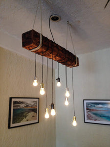 4 foot Reclaimed Barn Wood Beam Chandelier with rope