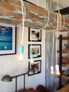 4 foot Reclaimed Barn Wood Beam Chandelier with rope