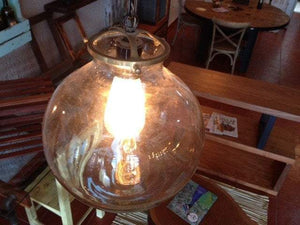 Rustic Yoke Suspended Lamp with Globes and pulley