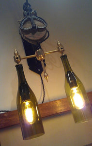 Rustic Chic Pulley Wall Lamp with Bottles