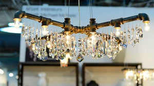 Industrial Chic Crystal Chandelier