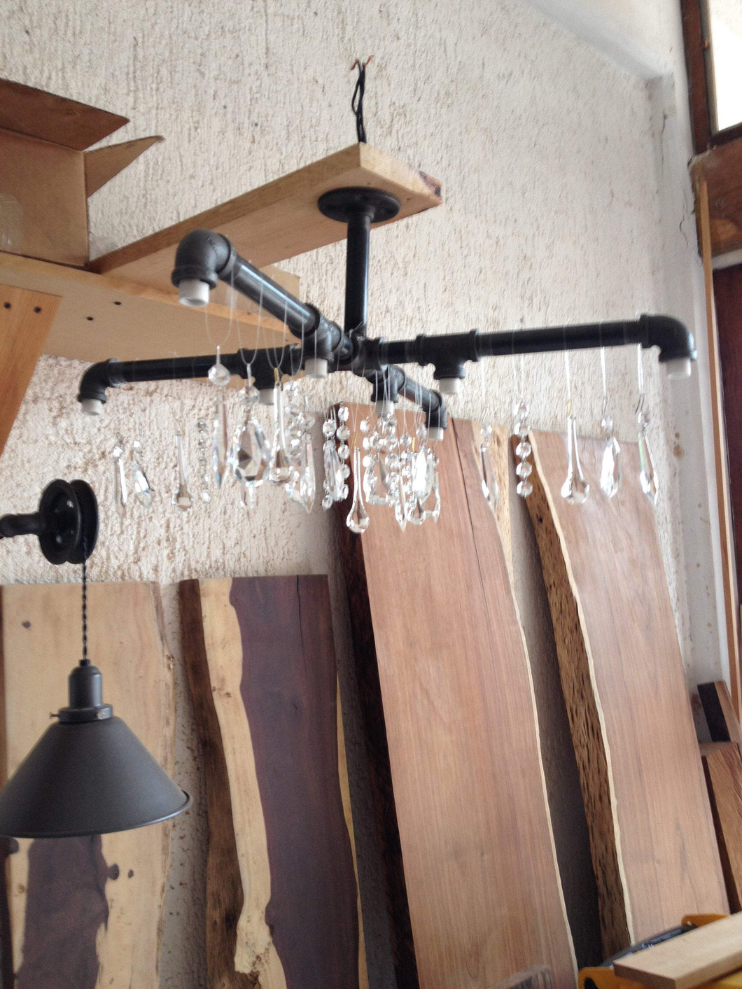 Industrial Chic Crystal Chandelier