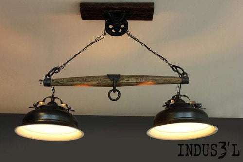 Beautiful Farmhouse Yoke suspended lamp with pulley