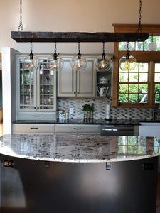 Large Reclaimed Wood Beam Chandelier with Globes