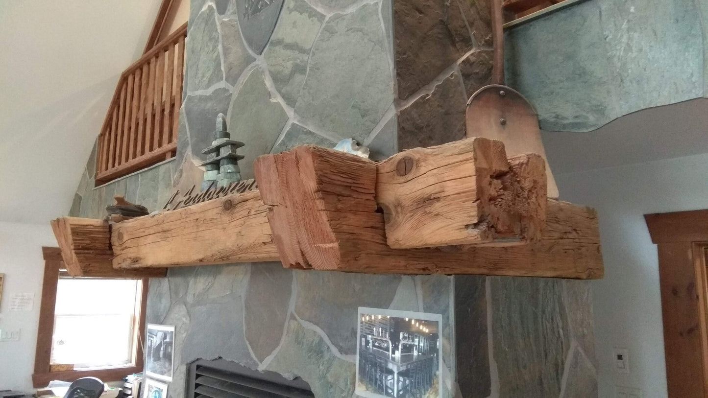 Beautiful rustic farmhouse 6" x 6" mantel with antique corbels