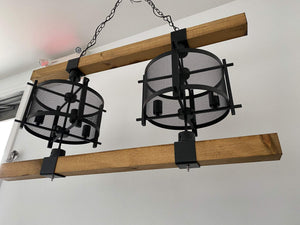Industrial Chandelier wood and iron