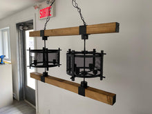 Load image into Gallery viewer, Industrial Chandelier wood and iron